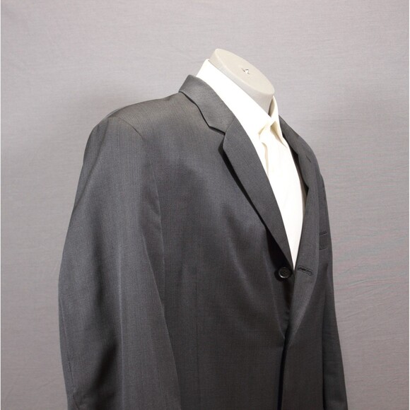 Andrew Fezza Men's 2 Piece Suit BLue Wool Silk 3 Btn 48R Flat Fronts 41" Waist - Picture 5 of 12